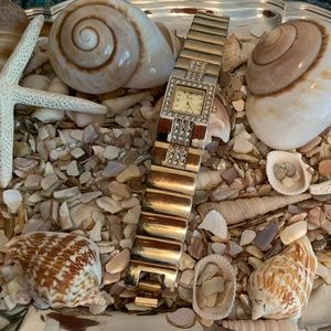 Sache  CZ gold tone EUC quartz watch